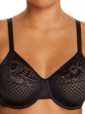 Wacoal Black Lace Underwire Bra with Sheer Pattern